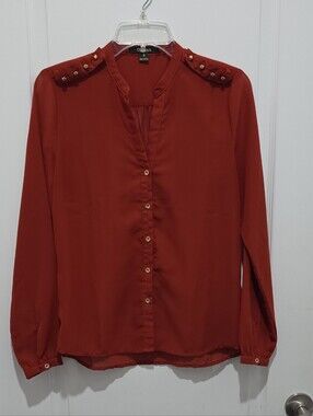 Chances R Chic Rust Button-Front Women's Blouse #K0241
